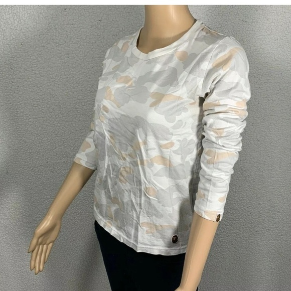 A Bathing Ape BAPE Women's Camo Long Sleeve T Shirt Top size Small streetwear - Picture 1 of 9